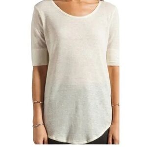 Anine Bing Women’s Shirt Size M Linen White Casual T-Shirt Tee Minimalist Top